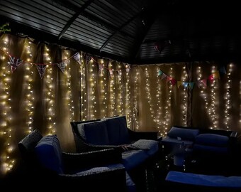 Warm White 300 LED Window String Light Curtain Light for Christmas Wedding Party Decorations,