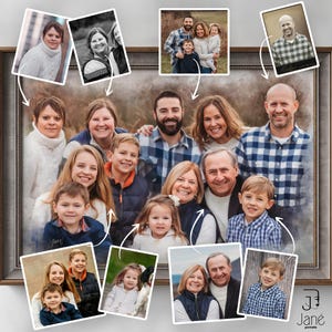 Aangepaste aquarel bruiloft portret, gecombineerde foto's jubileumcadeau, foto samenvoegen gepersonaliseerde tekening, dierbaren illustratie cadeau