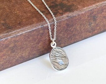 Rutilated Quartz Necklace, Tourmalinated Quartz Pendant Gold or Silver, Minimalist Jewelry, Black Tourmaline Layering Necklace, Gift for her