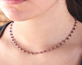 Amethyst Necklace, Purple Amethyst Beaded Chain, February Birthstone, Amethyst Rosary Chain, Dainty Minimalist Gold Chain, Mother 39 s Day Gift