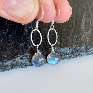 New!Natural Flash Labradorite Teardrop Gemstone Earring Beads,Handmade Earring Pair,30x11x4mm,4g AB7615
