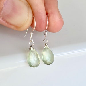 Prehnite Earrings, Green Earrings, Summer Earrings, Small Earrings, Mint Green Earrings, Minimalist Earrings, Boho Drop Earrings Gift