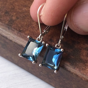 Sterling Silver w/Solid 14k Antiqued Light Swiss Blue Topaz Post Earrings 18 x10mm Sterling Silver w/Solid 14k Antiqued Light Swiss Blue Topaz Post Earrings 18 x10mm