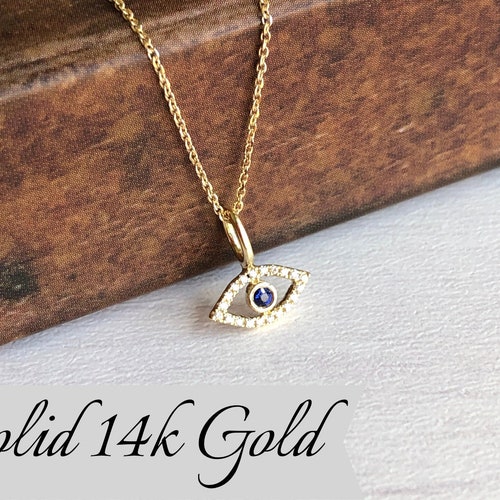 Evil Eye Necklace Tiny Diamond and 