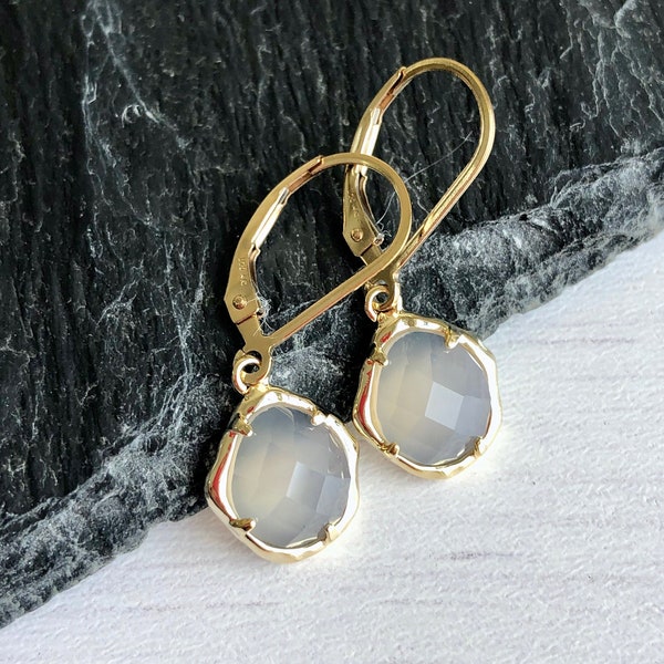 Grey Moonstone Drop Earrings main image 1