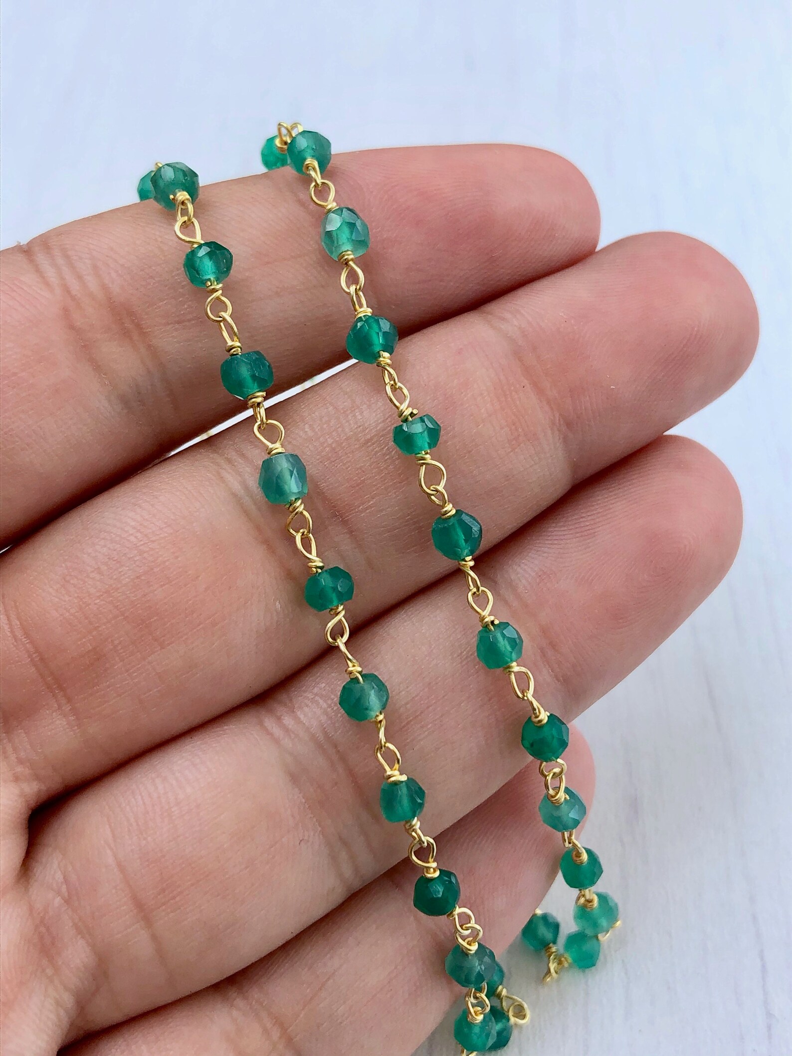 Green Onyx Necklace Emerald Green Beaded Choker May Etsy