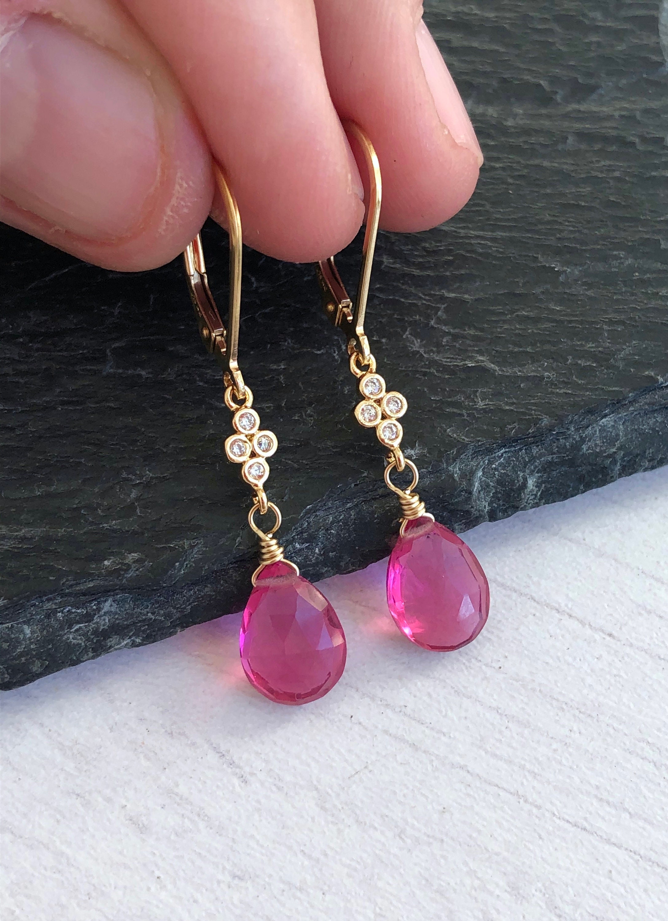 Pink tourmaline deals drop earrings
