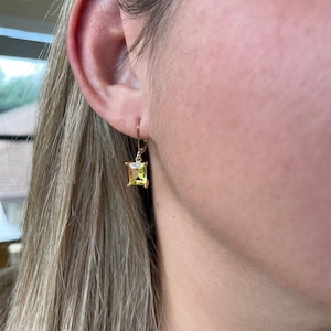 Citrine Earrings, Yellow Citrine Emerald Cut Dangle Drops in Gold or Silver, November Birthstone, Summer Yellow Jewelry, Gift for women image 3