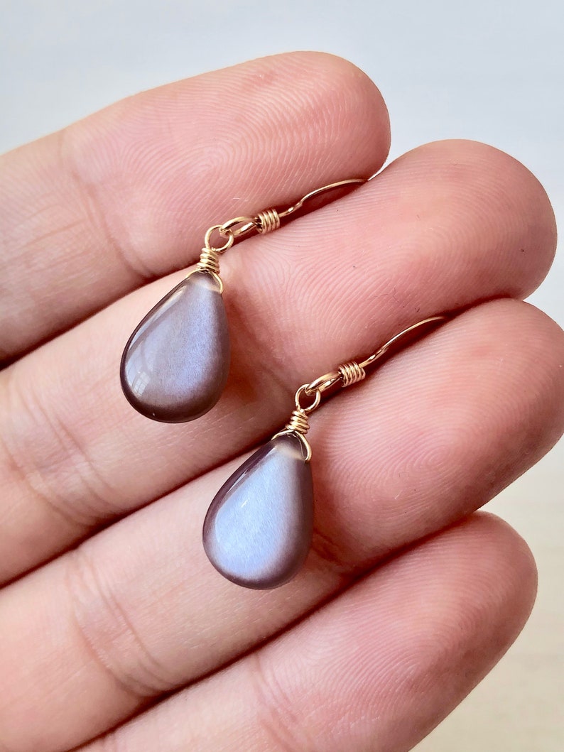 Brown Moonstone Earrings Blush Teardrop Earrings June Etsy
