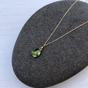 Peridot Necklace, August Birthstone, Green Peridot Pendant, Solid 14k Gold, Peridot Jewelry , Real Gold Necklace, Minimalist Gold Jewelry image 9