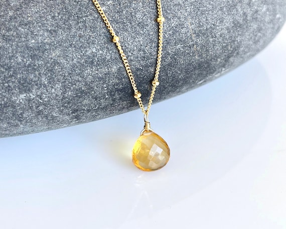 Citrine & White Topaz Pendant Necklace | Ruby & Oscar