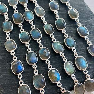 Labradorite Necklace, Blue Flash Labradorite Layering Necklace, Sterling Silver Long Statement Necklace, Elegant Blue Jewelry Gift for women