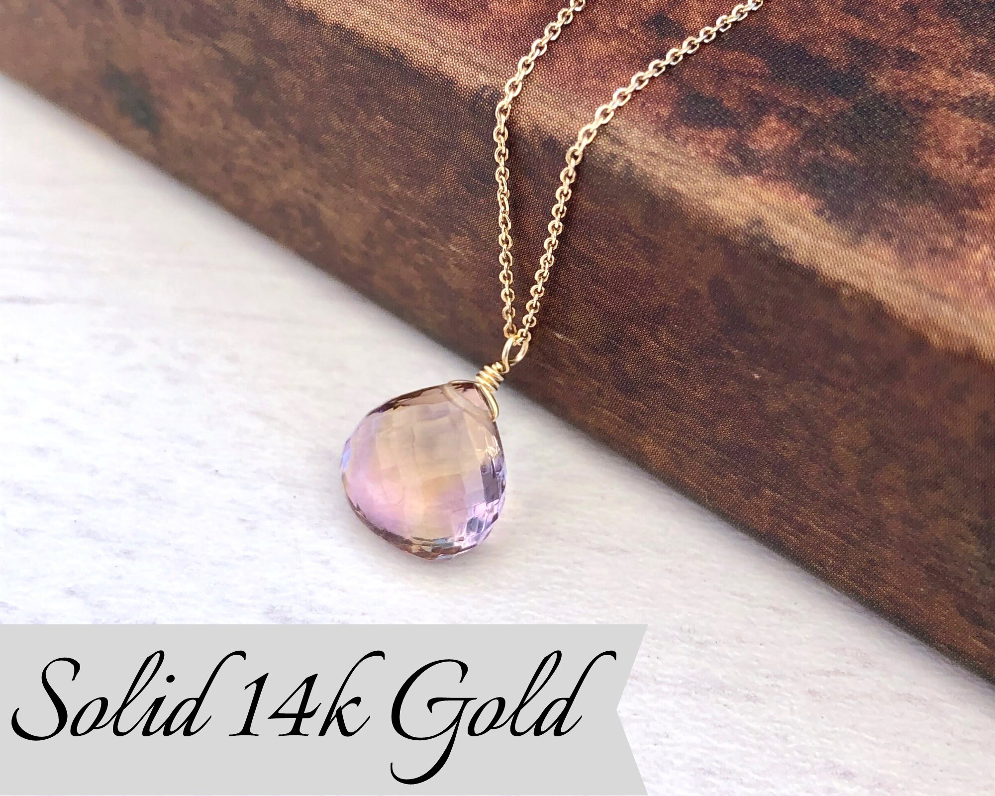 Ametrine Solid 14k Gold Teardrop 