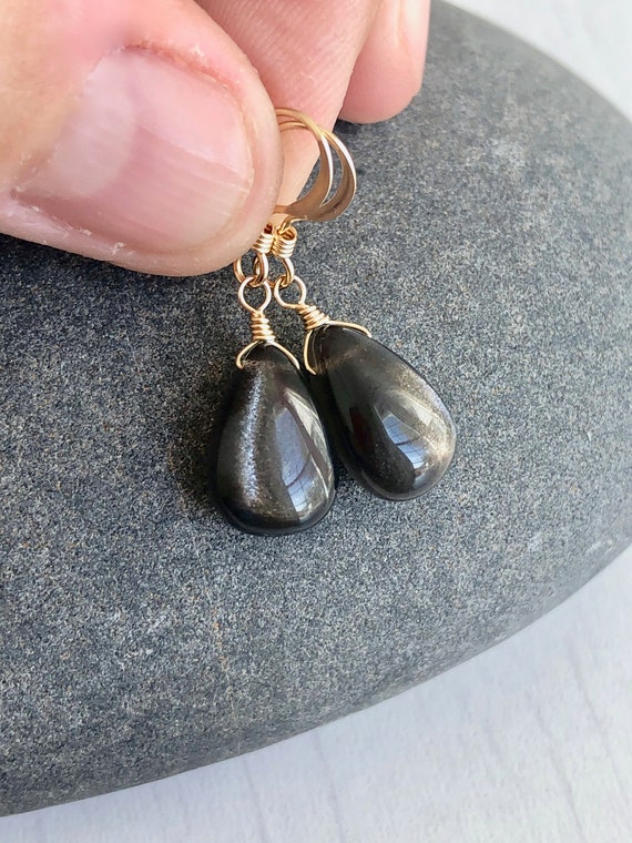 Black Moonstone Earrings Brown Teardrop Earrings June | Etsy