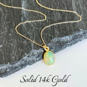 Opal Necklace, October Birthstone, Tiny Ethiopian Opal Oval
