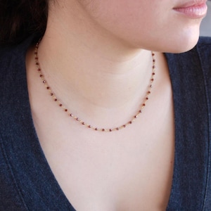 Garnet Necklace, Garnet Beaded Necklace, January Birthstone, Dainty Garnet Necklace, Red Choker Necklace, Simple Gold Necklace, Gift for her