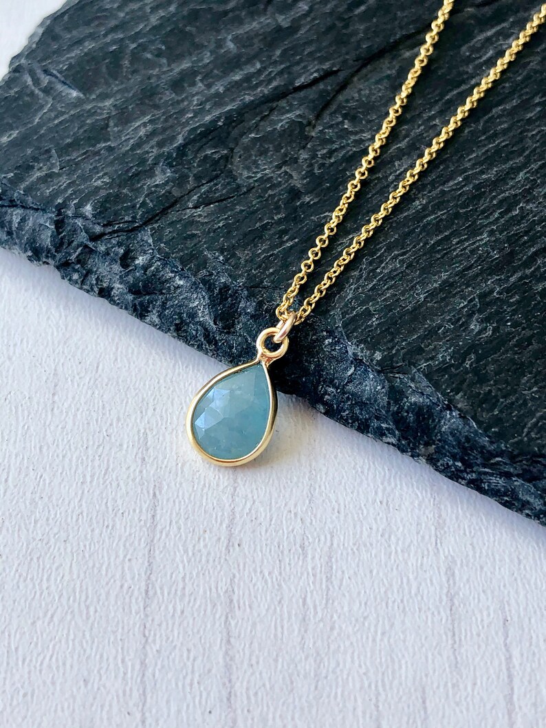 March Birthstone Necklace - Aquamarine