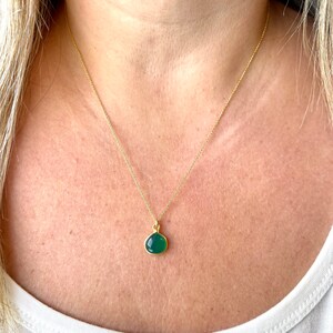 Green Onyx Teardrop Necklace, May Birthstone, Emerald Smooth Drop Pendant, Green Layering Minimalist Necklace, Emerald Jewelry, Gift for her image 9