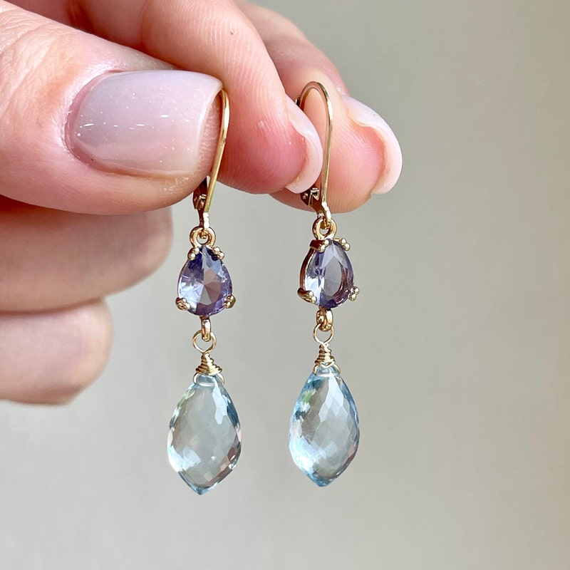 Retro Blue Drop Earrings