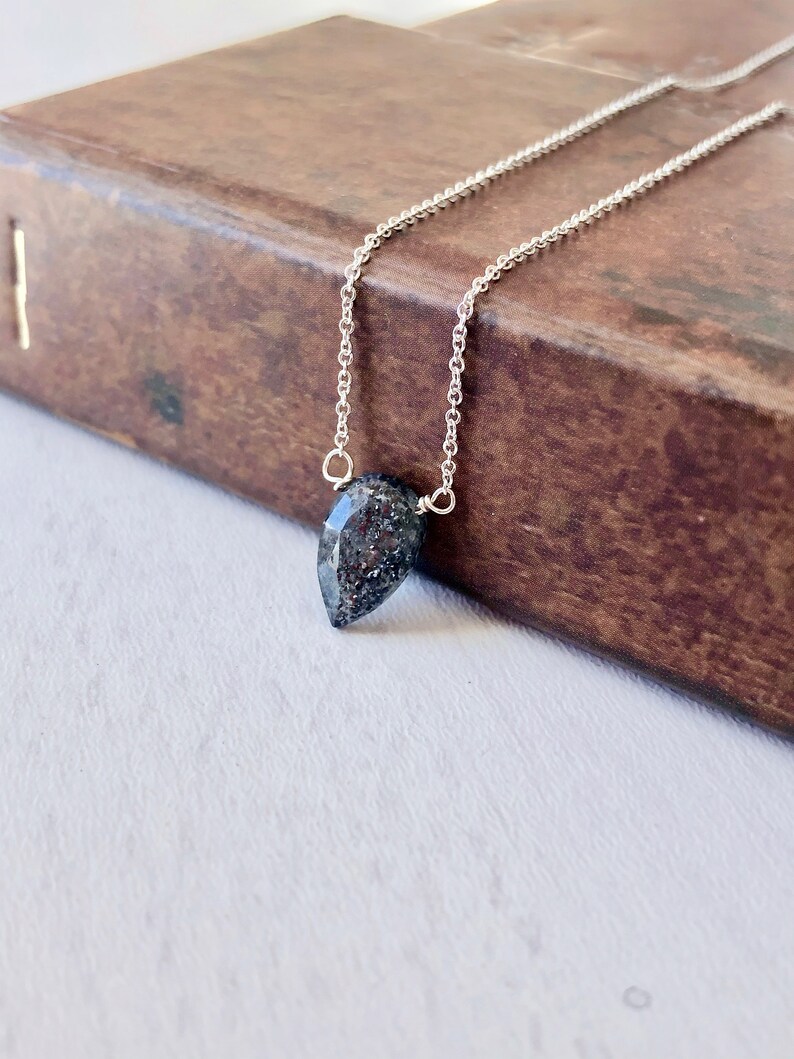 Black sunstone necklace Clearance