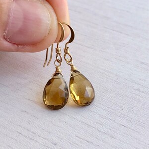 Citrine Earrings, November Birthstone, Yellow Teardrop Earrings, Simple Drop Earrings, Citrine Jewelry, Dark Yellow Earrings, Gift for her