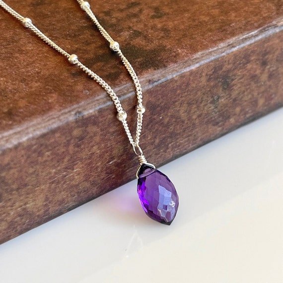 February Birthstone Necklace: Amethyst Gem in Sterling Silver or Luxurious  Vermeil | Made in Israel — Poppy Lane