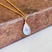Rainbow Moonstone Necklace, Smooth Rainbow Moonstone Teardrop Pendant, June Birthstone, Layering Summer Necklace, Minimalist Jewelry gift