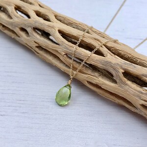 Peridot Necklace, August Birthstone, Green Peridot Pendant, Solid 14k Gold, Peridot Jewelry , Real Gold Necklace, Minimalist Gold Jewelry image 5