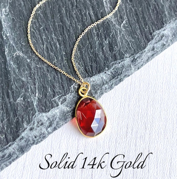 Garnet Necklace January Birthstone Solid 14K Gold Necklace Minimalist Red Oval Pendant Garnet Jewelry Real Gold Holiday Gift for Women Etsy Canada