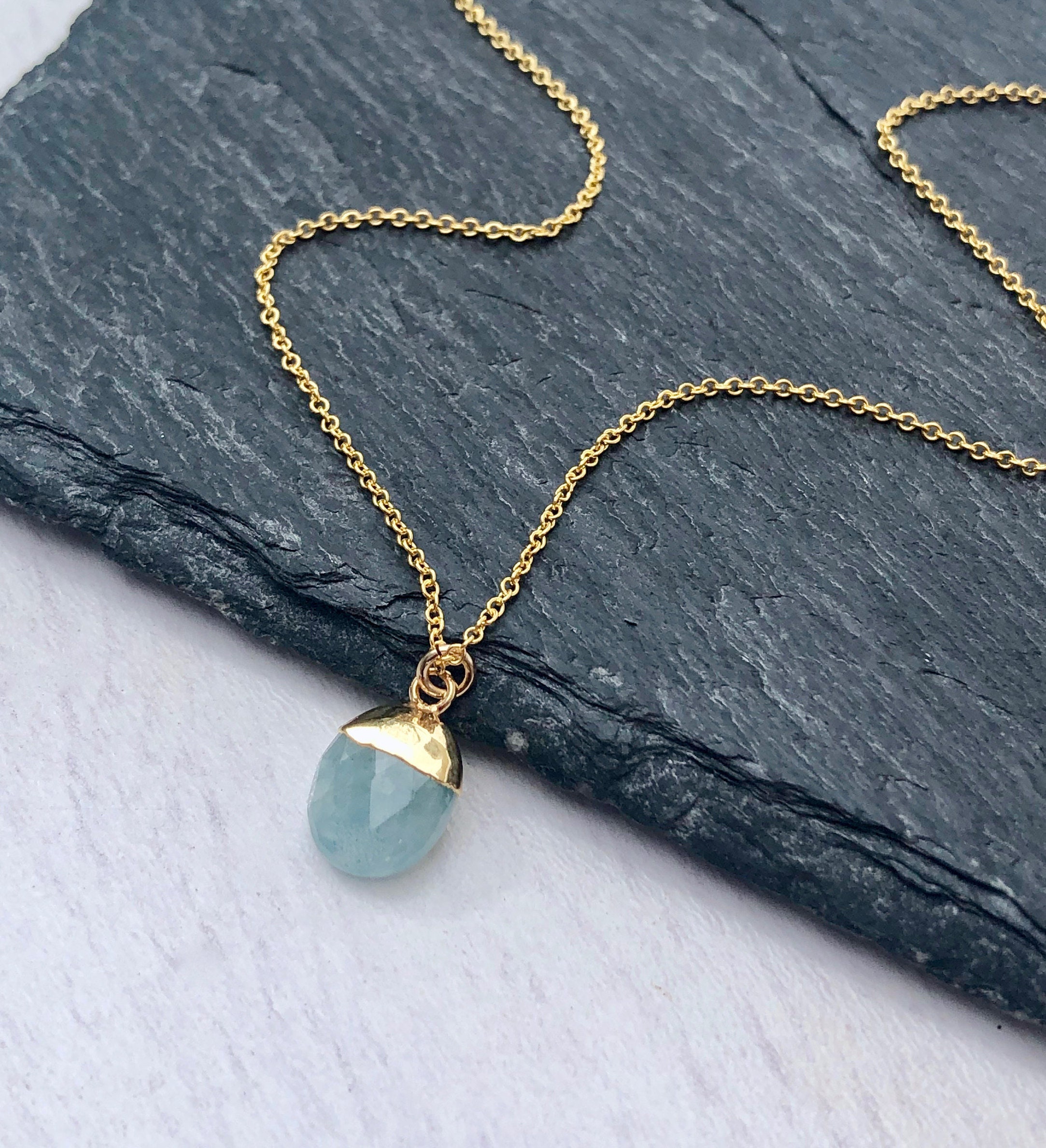 Aquamarine Necklace March Birthstone 