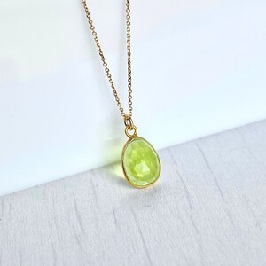 Peridot Necklace, Lime Green Peridot Pendant in Solid 14k Gold, August Birthstone, Peridot Jewelry Anniversary Gift, Birthday gift for her image 2