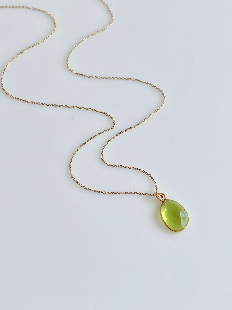 Peridot Necklace, Lime Green Peridot Pendant in Solid 14k Gold, August Birthstone, Peridot Jewelry Anniversary Gift, Birthday gift for her image 5