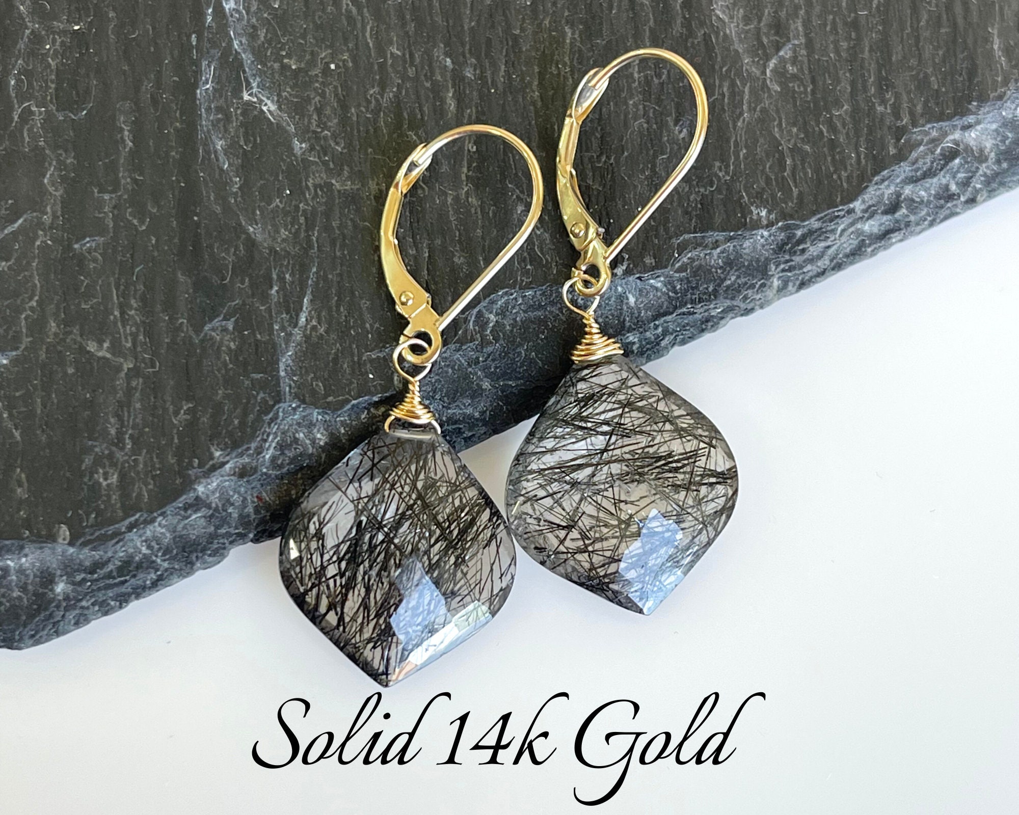 Black rutilated quartz earrings discount