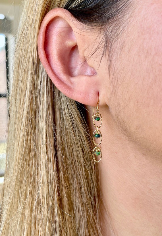 Black opal dangle earrings best sale