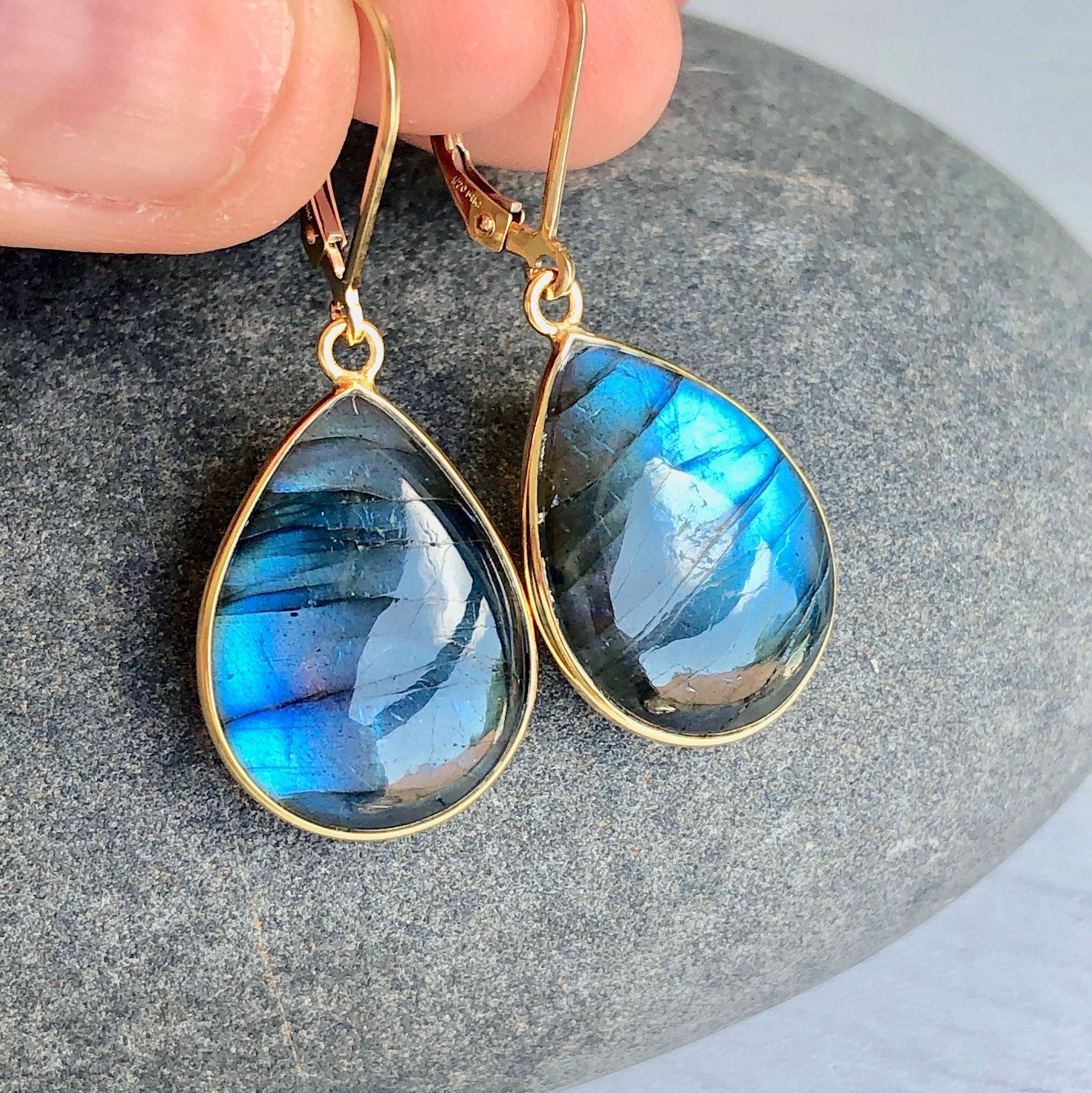 Gift for Her Everyday Earrings Silver Teardrop Earrings Blue Earrings Boho Blue Dangle Earrings Colorful Statement Earrings