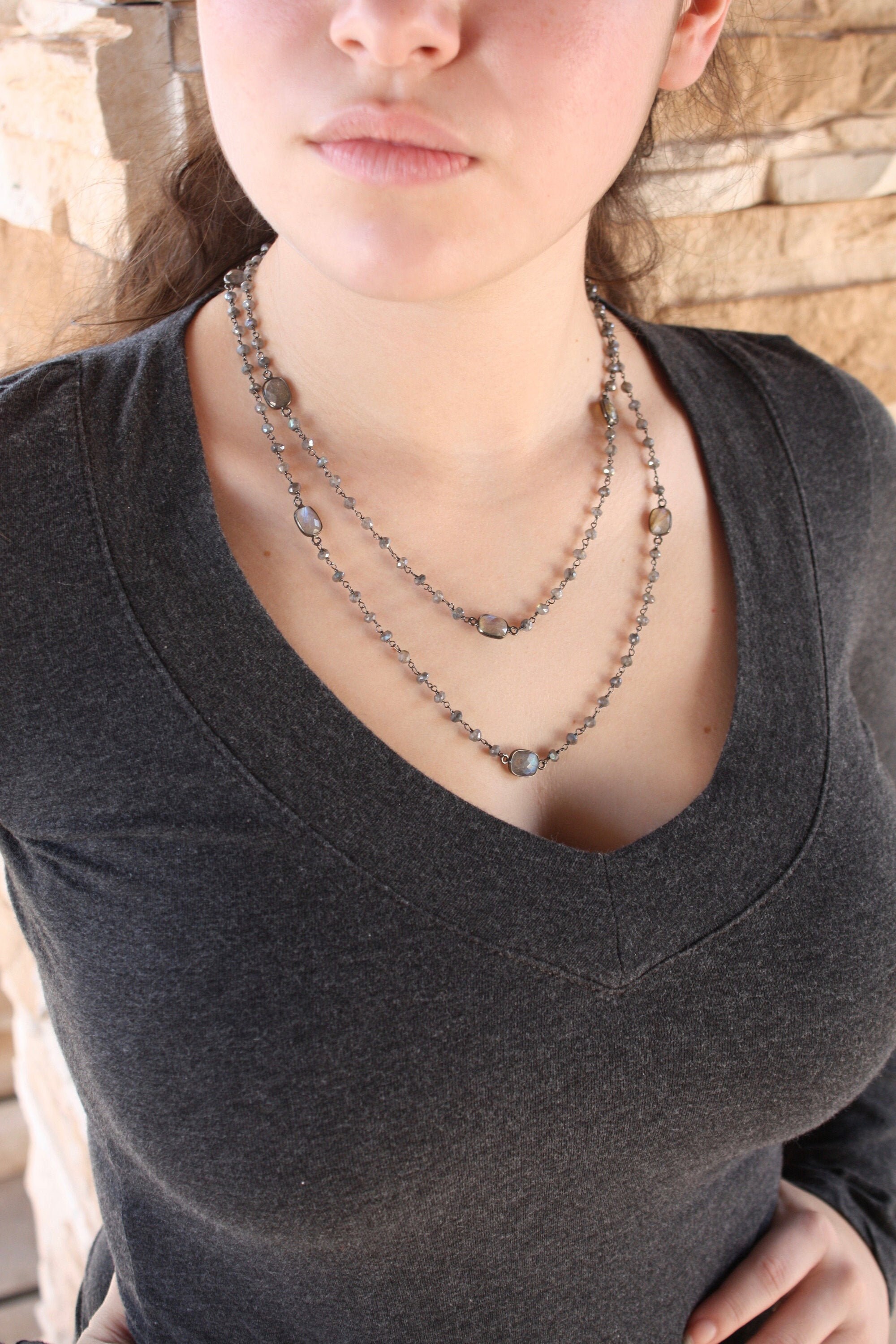 •AEON• labradorite + oxidized silver necklace (18