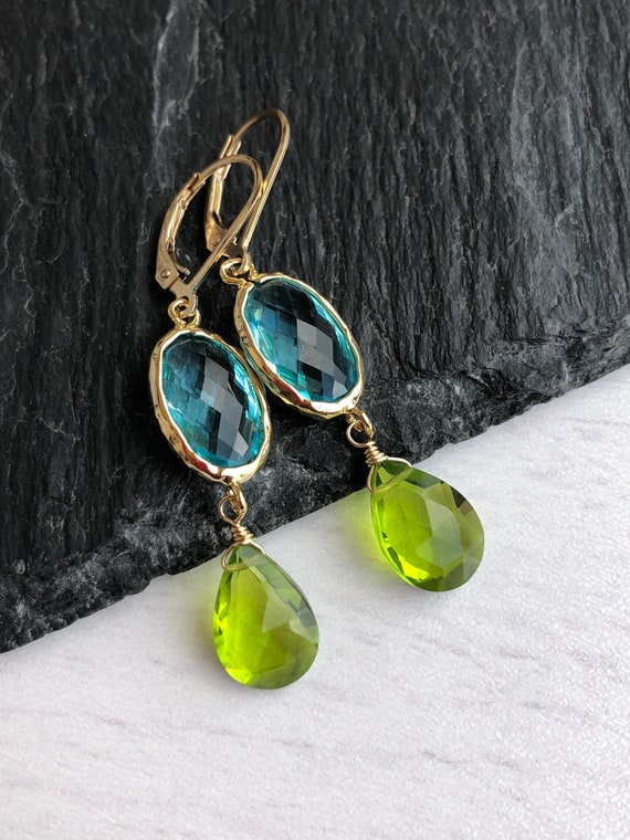Blue Topaz & Peridot earrings Blue Topaz & Peridot earrings