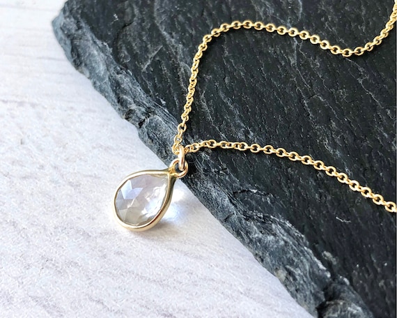 Buy White Topaz Necklace April Birthstone Minimalist Clear