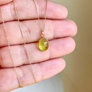 Peridot Necklace, Lime Green Peridot Pendant in Solid 14k Gold, August Birthstone, Peridot Jewelry Anniversary Gift, Birthday gift for her image 9