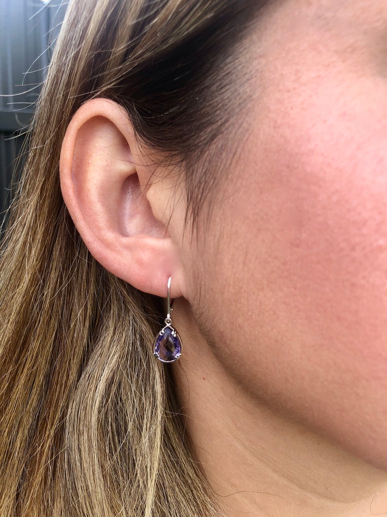 Amethyst Earrings February Birthstone Purple Teardrop Gem image 6