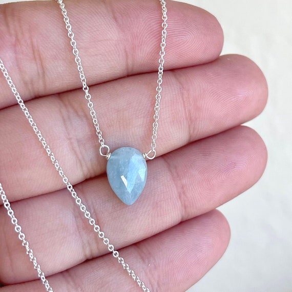 Etsy aquamarine necklace hot sale