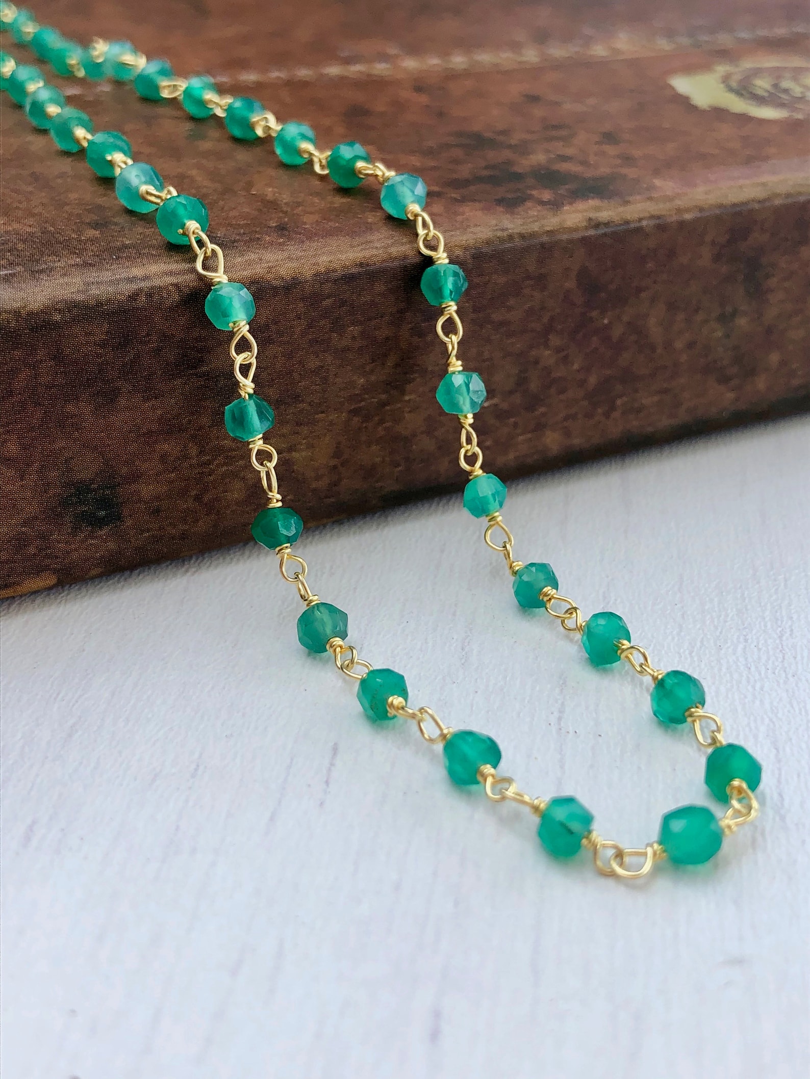 Green Onyx Necklace Emerald Green Beaded Choker May Birthstone Green green-onyx-necklace-emerald-green-beaded-choker-may-birthstone-green