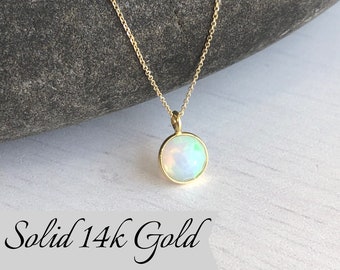 Opal Necklace October Birthstone Tiny 