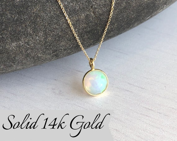 Gold Opal Star Necklace 14k Solid Gold Pendant Gift For Her Bohemian Gift For Him Gemstone Minimalist Valentines Day Gift