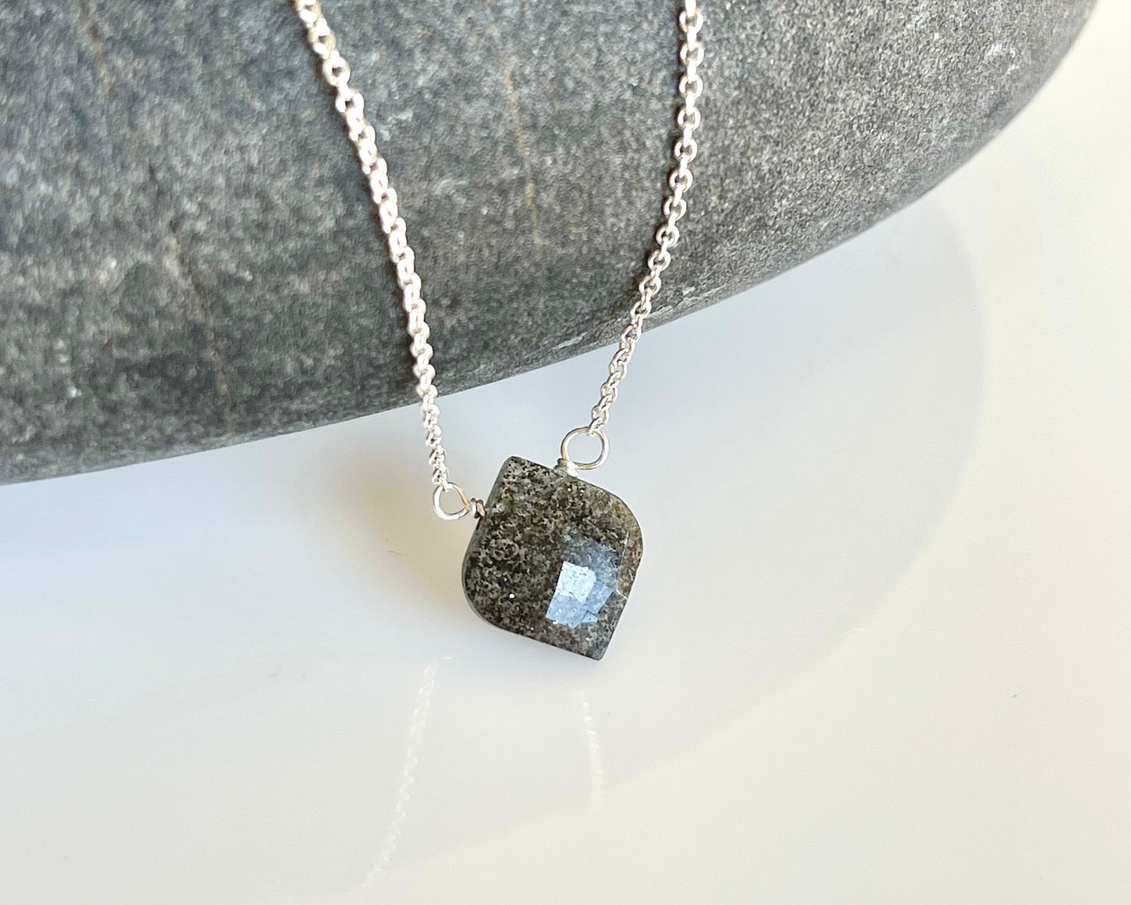 Black sunstone necklace Clearance