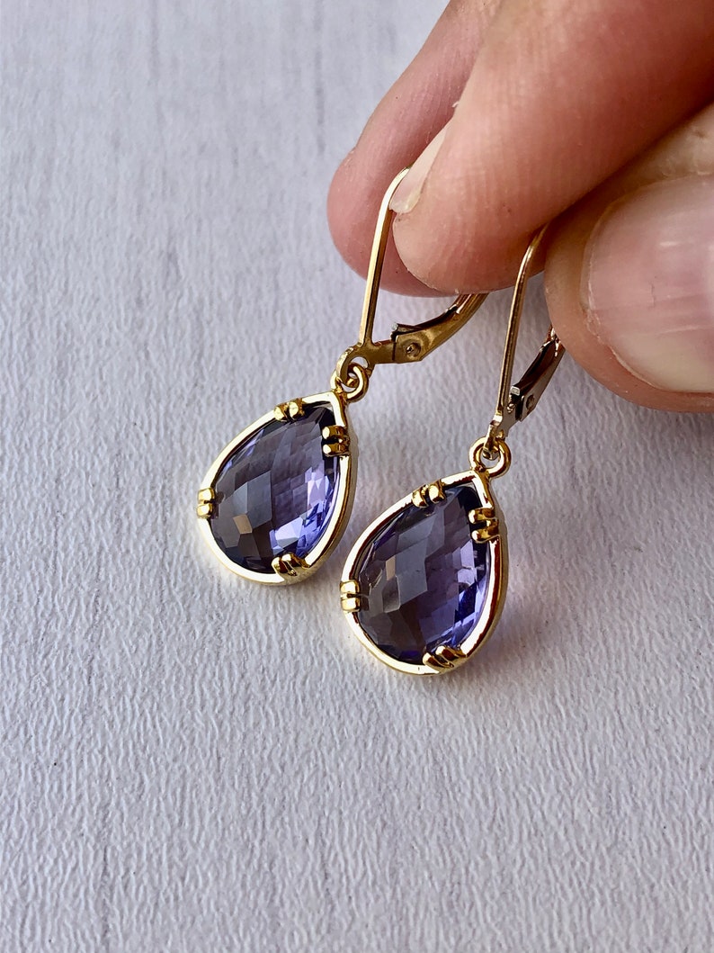 Amethyst Earrings February Birthstone Purple Teardrop Gem image 5