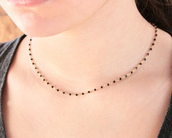 Black short necklace best sale