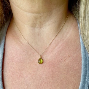 Peridot Necklace, Lime Green Peridot Pendant in Solid 14k Gold, August Birthstone, Peridot Jewelry Anniversary Gift, Birthday gift for her image 6
