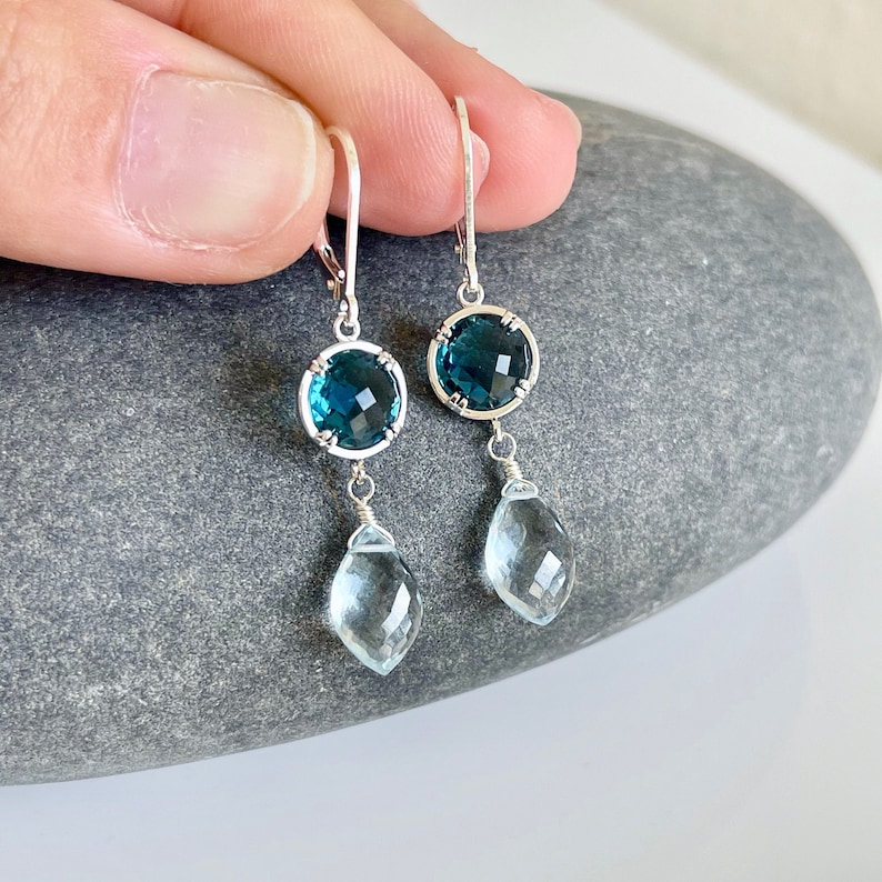 Aquamarine and Blue Topaz Earrings March Birthstone Elegant - Etsy