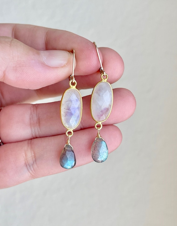 Labradorite Earrings Round Oval Teardrop Rectangle Drop 14k Gold-plated Silver Labradorite Earrings Round Oval Teardrop Rectangle Drop 14k Gold-plated Silver
